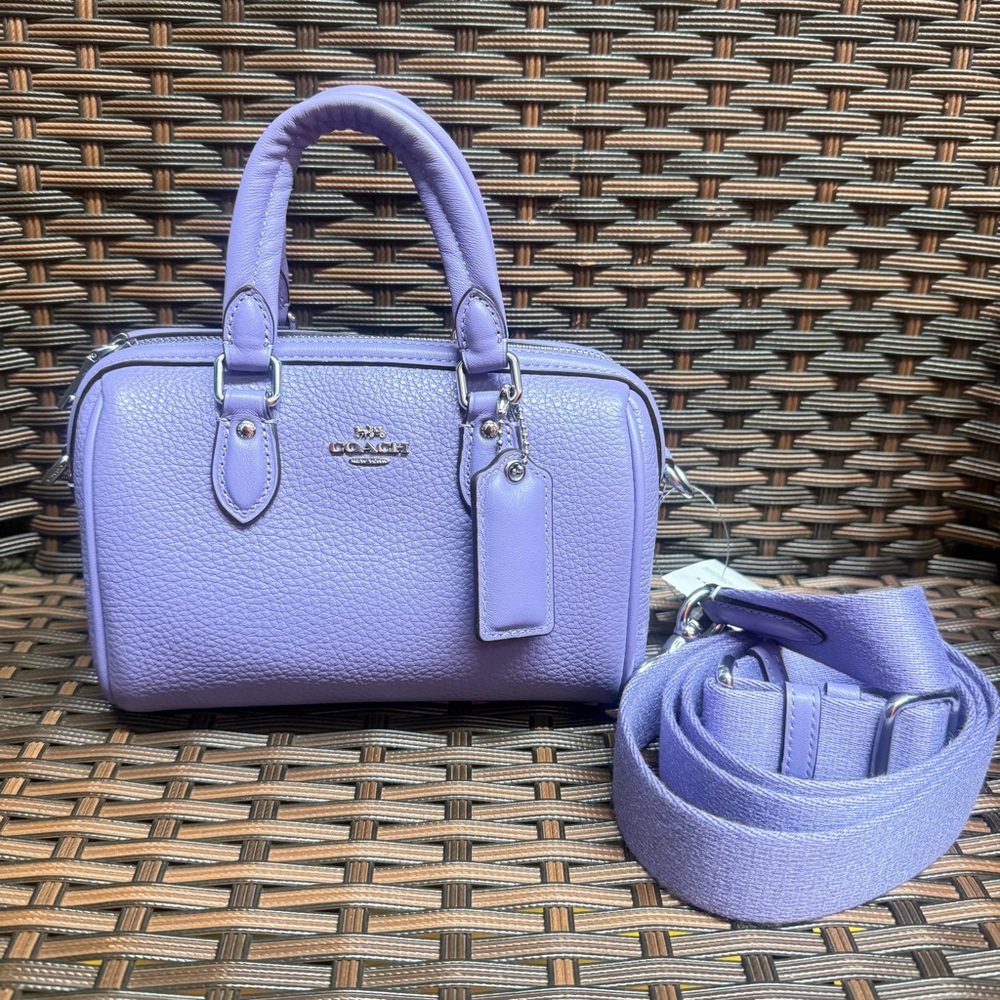 Coach Mini Rowan Women's Crossbody Sliver/Light Violet CR247 - Picture 1 of 8